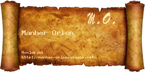 Manher Orion névjegykártya